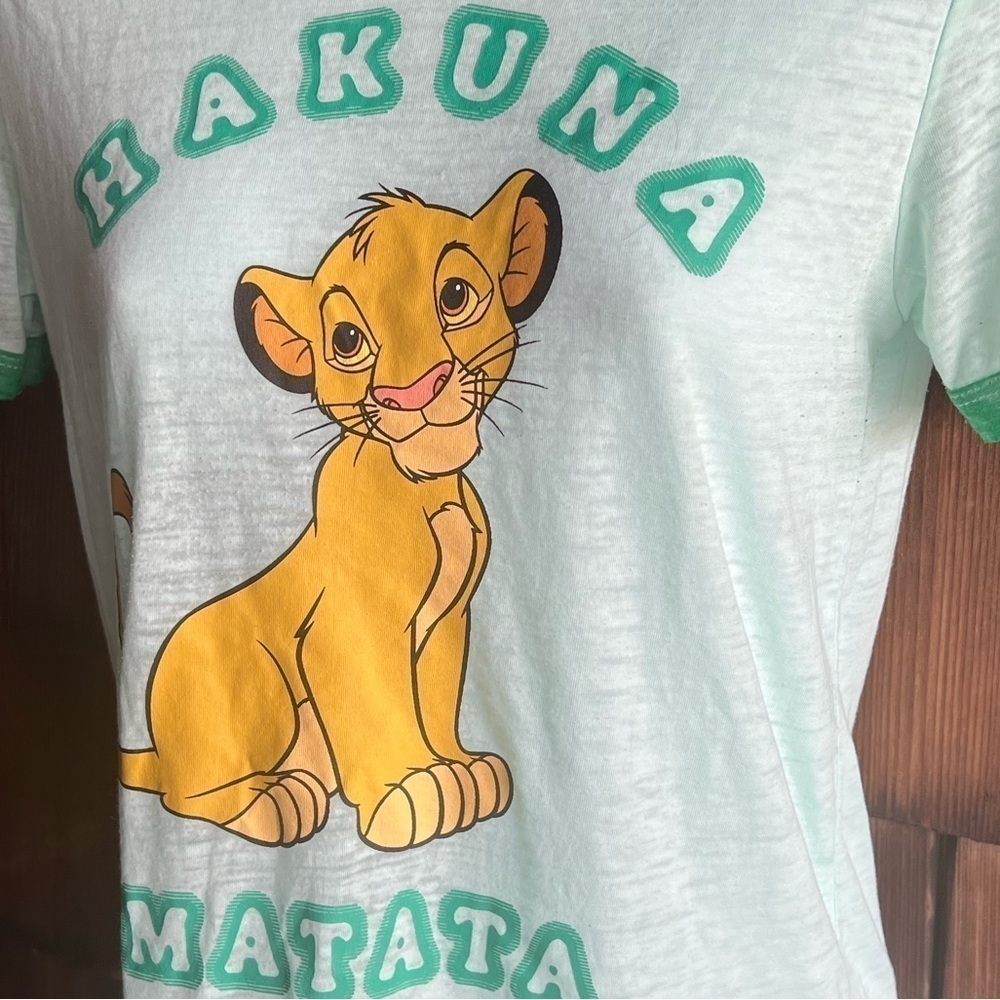 Disney Lion King Hakuna Matata Simba Green Ringer T-shirt::Disneyland Anniversar - Picture 2 of 7